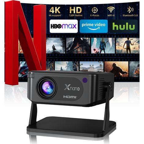 4K Android 11 Videoprojektor, WiFi 2.4/5G & Bluetooth, Auto-Keil, Manueller Fokus, 40–120 Zoll, Mini Heimkino, Schwarz