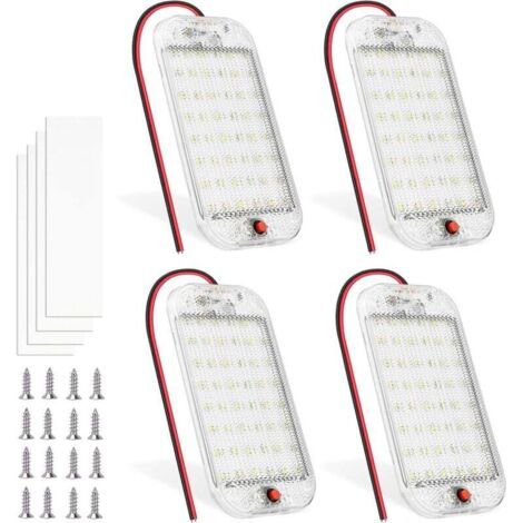 48 unités d'éclairage intérieur LED, bande LED blanche ultra-lumineuse, DC12V-85V, 800 lumens, avec interrupteur, plafonnier LED universel, convient pour le camping, les camions/bateaux/fourgonnettes/ (1/4)