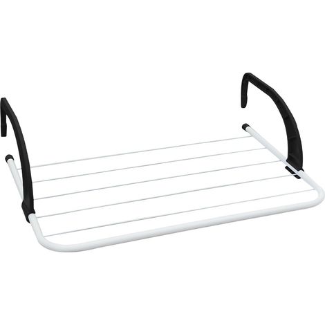 Étendoir pour radiateur Aeria ClipMini Acier et polypropylène Séchoir à Linge Installation Facile 3m d’Espace d’étendage Dimensions 51x33x13 cm Couleur Blanc/Noir (1/5)