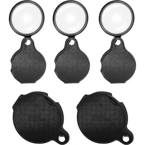 Lot de 5 mini loupes de poche 10x, loupes pliables de 50 mm, cadeau (1/5)