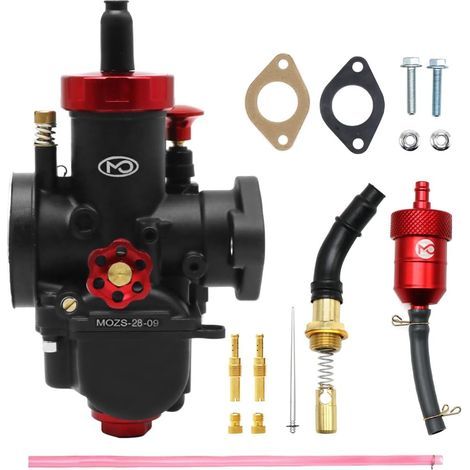Carburateur de course PE28mm avec kit de filtre et étranglement Adapté aux moteurs de moto de 200cc à 250cc pour Dirt Pit Bike Mini Bike Motocross (PE28mm) (1/5)