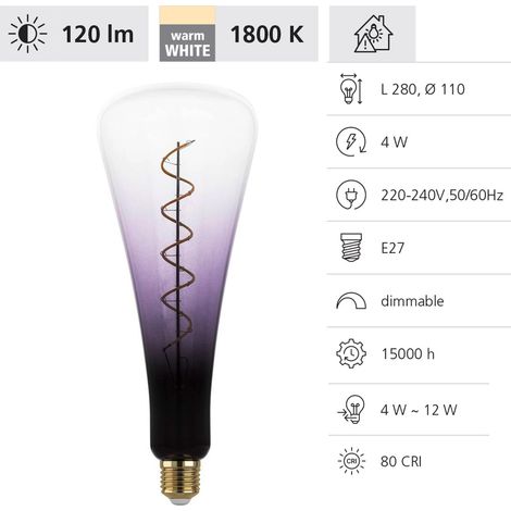 Eglo LED Leuchtmittel Zylinder E27 4W schwarz-violett Leuchtmittel (1/4)