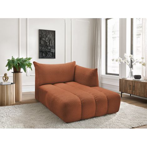 BOBOCHIC - Méridienne pour canapé modulable AZRA tissu bouclette Angle droit  Orange