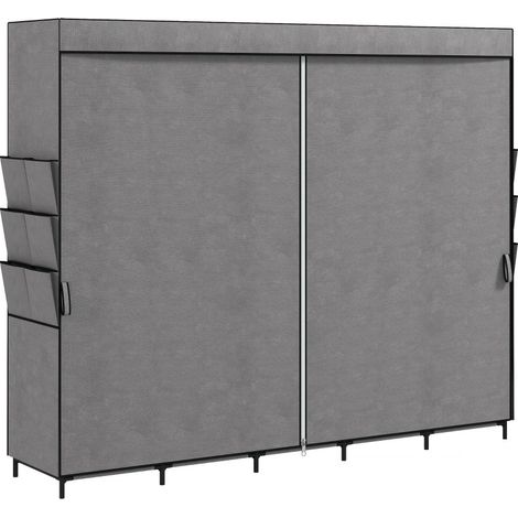 Galine Armoire penderie tissu 5 tringles 5 étagères gris (1/5)