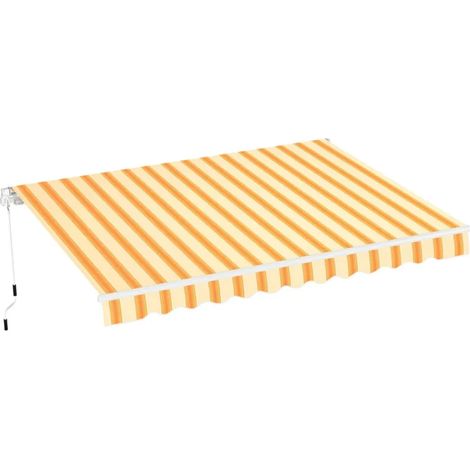 Tenda da Sole Avvolgibile Barra Quadra 250x200 cm Giallo Bianco (1/4)