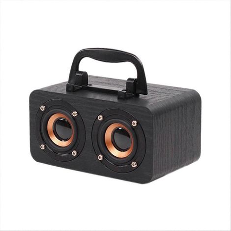 Enceinte en bois Bluetooth 5.0 stéréo double canal avec radio FM, C (1/5)
