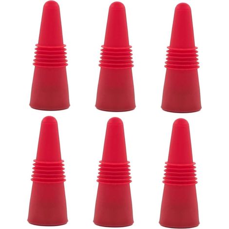 6 bouchons de vin, inox/silicone, pour vin rouge et restaurant (1/5)