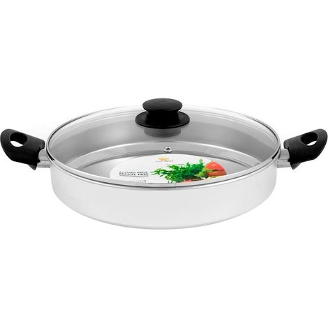 Sartén de acero inoxidable Royal con tapa de vidrio 28 cm (1/3)