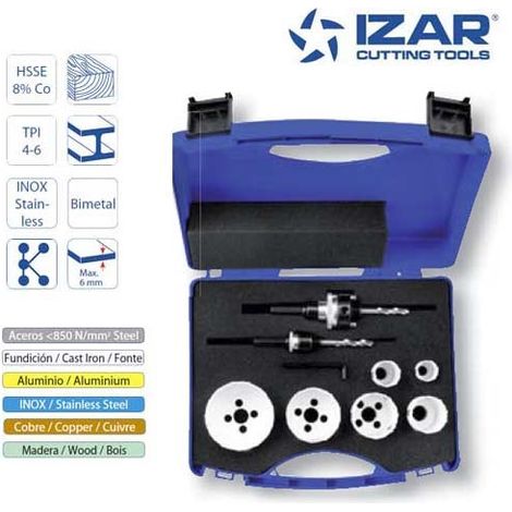 coffret trépans Izar HSSE 8%Co bimétal TPI 4-6 de 16 à 51 mm