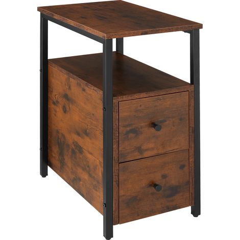 Table de chevet Style industriel 30 x 495 615 cm Bois foncé