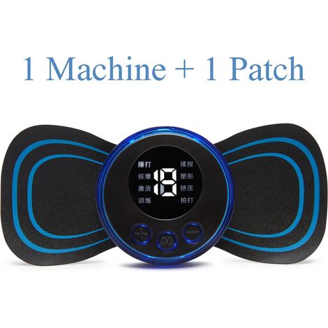 Mini-EMS-Nackenmassagegerät mit elektrischen Impulsen, LCD-Display und 8 Modi. Nackenmassagepflaster zur Linderung von Muskelschmerzen. Tragbares Körpermassagegerät 00909-AquaForge