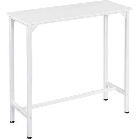 Table de Bar Haute Étroite en Bois d'Ingénierie et Métal Blanc 100 x 40 x 100 cm (1/5)