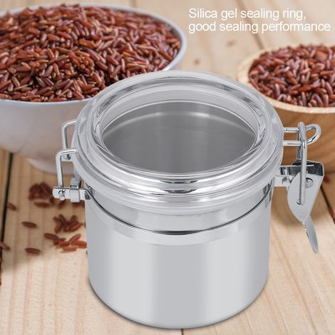 Boîte à café en acier inoxydable, pot de conservation des aliments, récipient pour thé, sucre, lait en poudre (13 x 11 cm) (1/5)