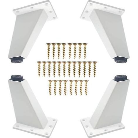 4 Pièces Pieds de Meubles,Pieds de Meubles Obliques en Métal en Aluminium,Remplacement de Jambes de Canapé pour Armoire Canapé Commode de Table, Vis de Montage Incluses,Blanche, 80 mm (1/4)