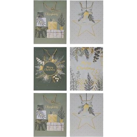 Busta regalo decorazioni natale confezione da6 assortite eleganti natalizie h45 particolari eleganti (1/3)