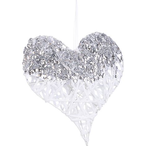 PENDENTE CUORE GLITTER BIANCO/ARGENTO D.20