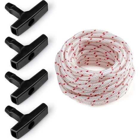 10 Mètres de Corde de Démarrage pour Tondeuse à Gazon, 4 Poignées de Démarrage pour Tondeuses à Gazon, Débroussailleuses, Tronçonneuses, Composants de Moteur (1/4)