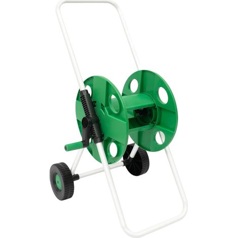 Carrello avvolgitubo, manovella di riavvolgimento manuale, include 5 tubi per l'acqua, verde (1/2)