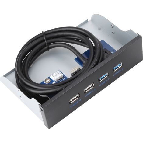 Adattatore per pannello frontale per hub USB 3.0, interfaccia ad alta velocità, 2 porte USB 3.0 e 2 porte USB 2.0, tripla schermatura, retrocompatibile con periferiche PC USB 2.0.