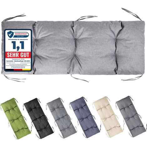 Garronda Coussin Exterieur Impermeable 140x50 cm pour Banc de Jardin Canapé Extérieur et Balancelle Coussins d'Assise Résistant UV pour Terrasse Balcon et Intérieur avec Cordons GD-0219 Gris clair