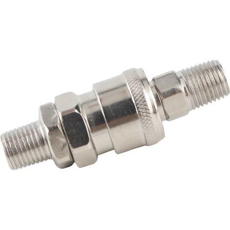 Raccord de tuyau pneumatique à connexion rapide autobloquant en acier inoxydable nickelé (filetage mâle 1/4 (SM+PM20)) (1/5)