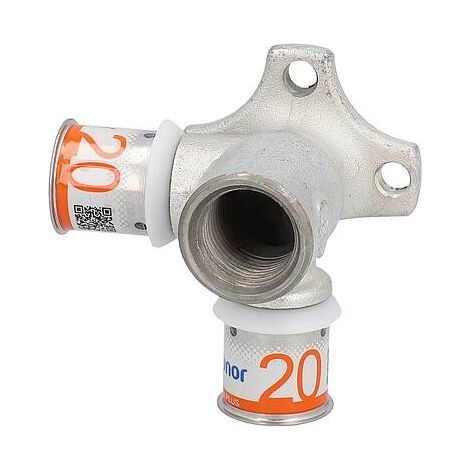 Raccord double à sertir S-Sertir PLUS Uponor 90° L long Ø20mm-DN15 (1/2")-Ø20mm FF (1/3)