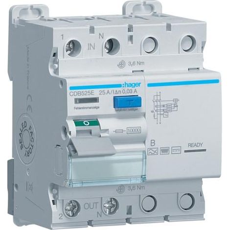 Hager Interruptor diferencial tipo B blanco 25 A 800 A