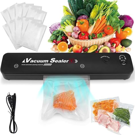 Machine à emballer sous vide, machine à emballer sous vide électrique automatique pour aliments, mini machine à emballer sous vide pour aliments secs et humides, gadgets de cuisine pratiques-（noir） (1/4)