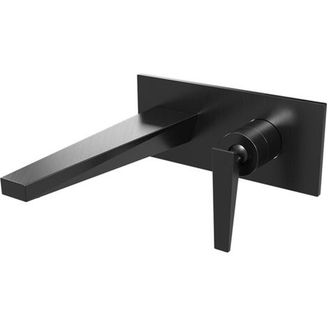 Façade mitigeur lavabo encastré saillie 20 cm Chromé Noir Brossé Fractal - CRISTINA ONDYNA FT25875 (1/2)