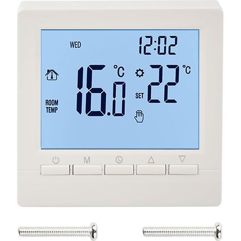 Programmable Thermostat Digital Programmable Thermostat LCD Display NTC Sensor Gas Fireplace Thermostat Temperature Controller 5A with Child Lock (1/5)