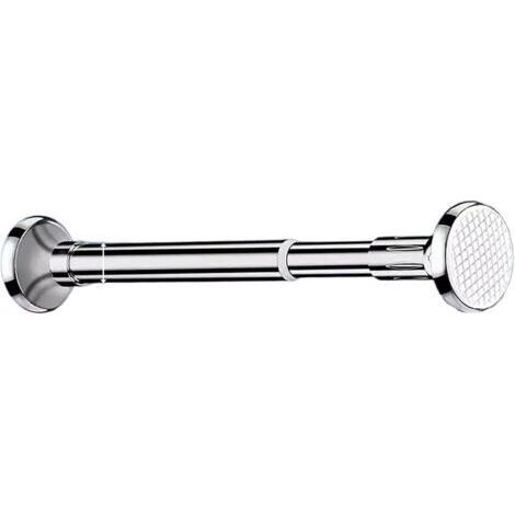 Barre de rideau de douche télescopique en acier inoxydable, sans perçage (couleur : argent, taille : 70–120 cm)