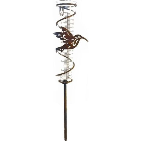 Regenmesser aus Eisen im Kolibri-Stil, Regenauffangrohr, Regenmessrohr für den Außenbereich, 45 cm