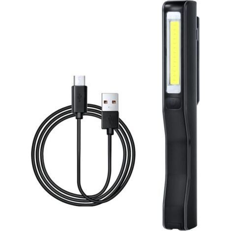 Rechargeable LED Work Light 350 Lumens COB Mechanic Lamp Ultra Powerful Flashlight, for Auto Garage Workshop DIY with USB(Black) (1/5)