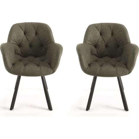 Sedia da soggiorno in ecopelle Verde gambe metallo CELIA Set 2 pz (1/4)