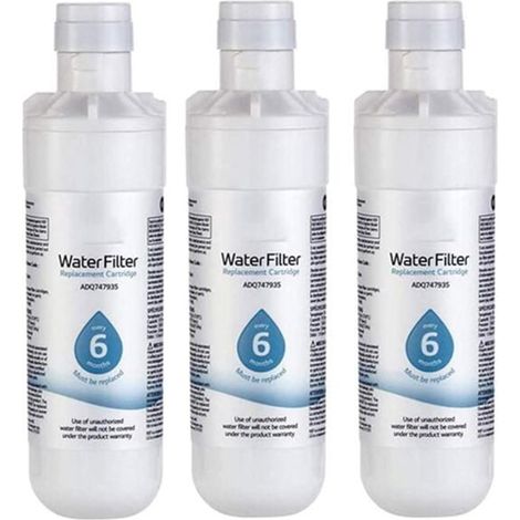 Paquete de 3 filtros de agua de carbón activado para la reducción de cloro, compatibles con refrigeradores LG LT1000P. (1/5)