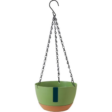 Panier suspendu à double chaîne pour fruits verts (24,5 x 14,5 x 15 cm), avec bassin à absorption d'eau automatique, idéal pour la maison, le balcon et l'intérieur.