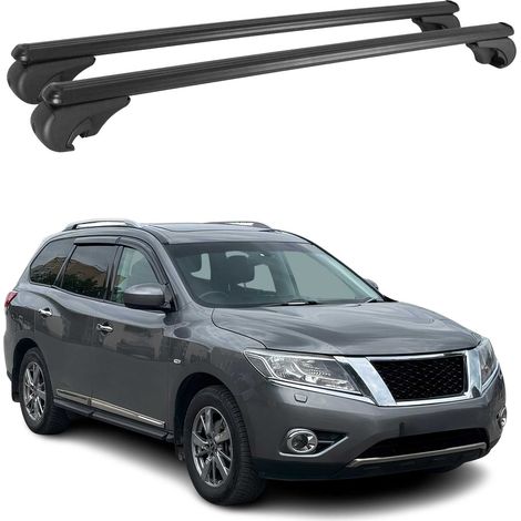 OMAC Aluminium Dachträger Querträger für Nissan Pathfinder IV 2013-2020 – TÜV / DIN 75302:2019 – Abschließbar – Max. 75 kg – 2 Stangen Schwarz (1/5)