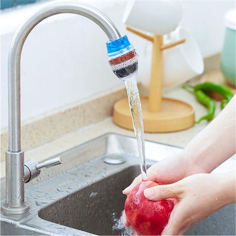 Filtre à robinet, bleu, multicouche, efficace, économe en eau, système de filtration facile à installer pour la cuisine et la salle de bain (1/5)