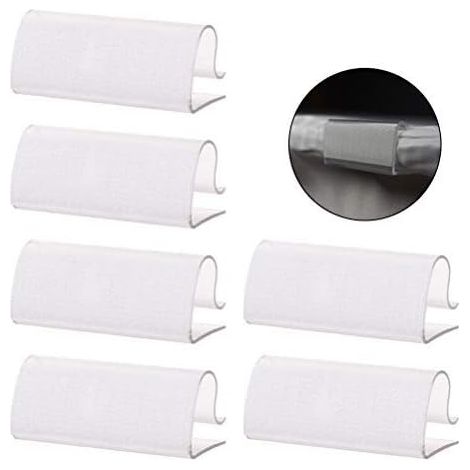 BEBUSINGOTO 12 clips de plástico transparente para faldones de mesa con cierre de gancho para cubrir, faldones y bordes de mantel (1,5-2 cm [forma de tira]) (1/5)