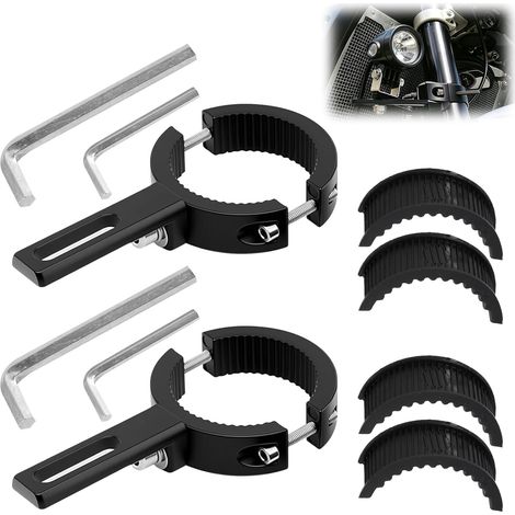 2 Pièces 20mm-38mm Support de Fixation Phare Antibrouillard, Supports Universel Phares Avants, Supports de Fixation de Lampe de Fourche Avant, Compatibilité Étendue pour Différents Types de Lumières (1/5)