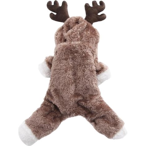 Pull-over Pour Chien - Déguisement Renne De Noël Avec Corne En Relief - Pour Fêtes Hivernales Et Photos Festives - Taille S À M (1/5)