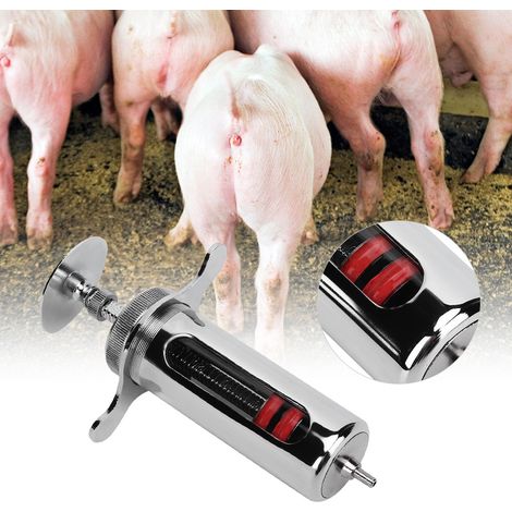 Injecteur hypodermique réutilisable pour porcs, bovins et ovins, seringue pour animaux, instrument vétérinaire d'élevage (type B court, 50 ml) (1/5)