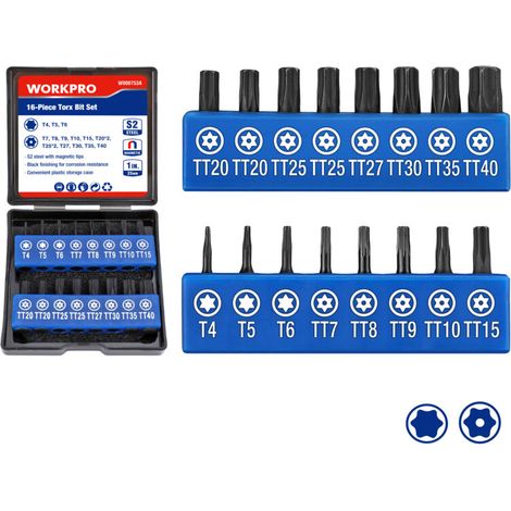 – Jeu de 16 embouts Torx S2 25mm – Magnétiques avec tige hexagonale 1/4'' – Traitement antirouille – Boîte de rangement incluse (1/5)