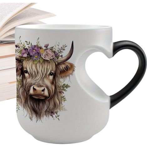 Mug à Café Céramique Changeant de Couleur 400 ml Gobelet en Céramique avec Tasses à café es changeant de couleur Pour Pique-niques Froids Eau Feu De Camp Thé Randonnée J (1/5)