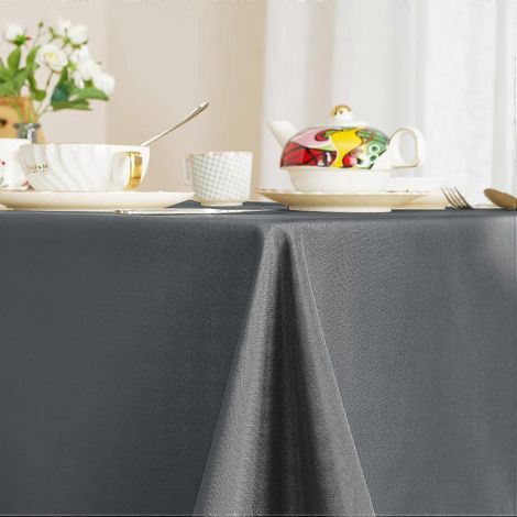 Nappe imperméable pour table rectangulaire de 183 cm, résistante aux rayures, infroissable, anti-taches, lavable, usage intérieur et extérieur, 152 x 213 cm, grise (1/4)