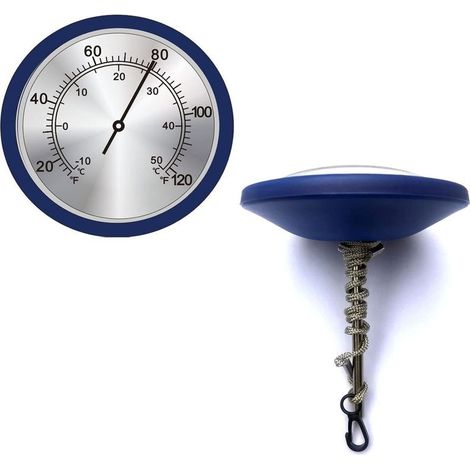 4" Dial Analog Swimming Thermometer, with String, Easy to Read 304SS Floating Pool Thermometer - for Swimming Pool, Hot Tub, Tub and Outdoor Pond (Mechanical) (1/5)