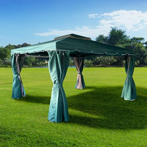 3x4x2.75m Green Gazebo with Nets Aluminium Frame and Powder coated Steel Roof (1/5)