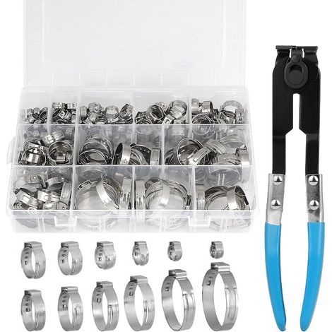 180 Pcs Colliers de Serrage à Oreille Unique Acier inoxydable 304, 12 Tailles 5.8-33.1mm Collier de Serrage Tuyau Métallique avec pince a collier durite (1/5)
