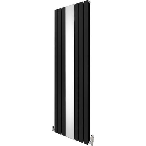 Paneelheizkörper + Spiegel & Chrom Thermostatventile Schwarz 1800 x 565mm