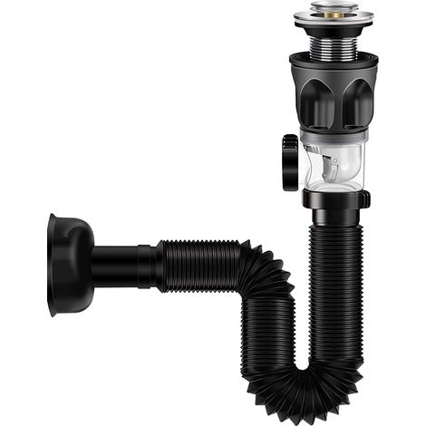 Waschbecken Abflussrohr-Kit für Waschbecken und Spüle, Flexibler Ablaufschlauch Pop Up Filter Abflussstopfen, Geruchsdichte Siphon waschbecken Kits, im Bereich von 300-1000mm Erweitert Werden Können